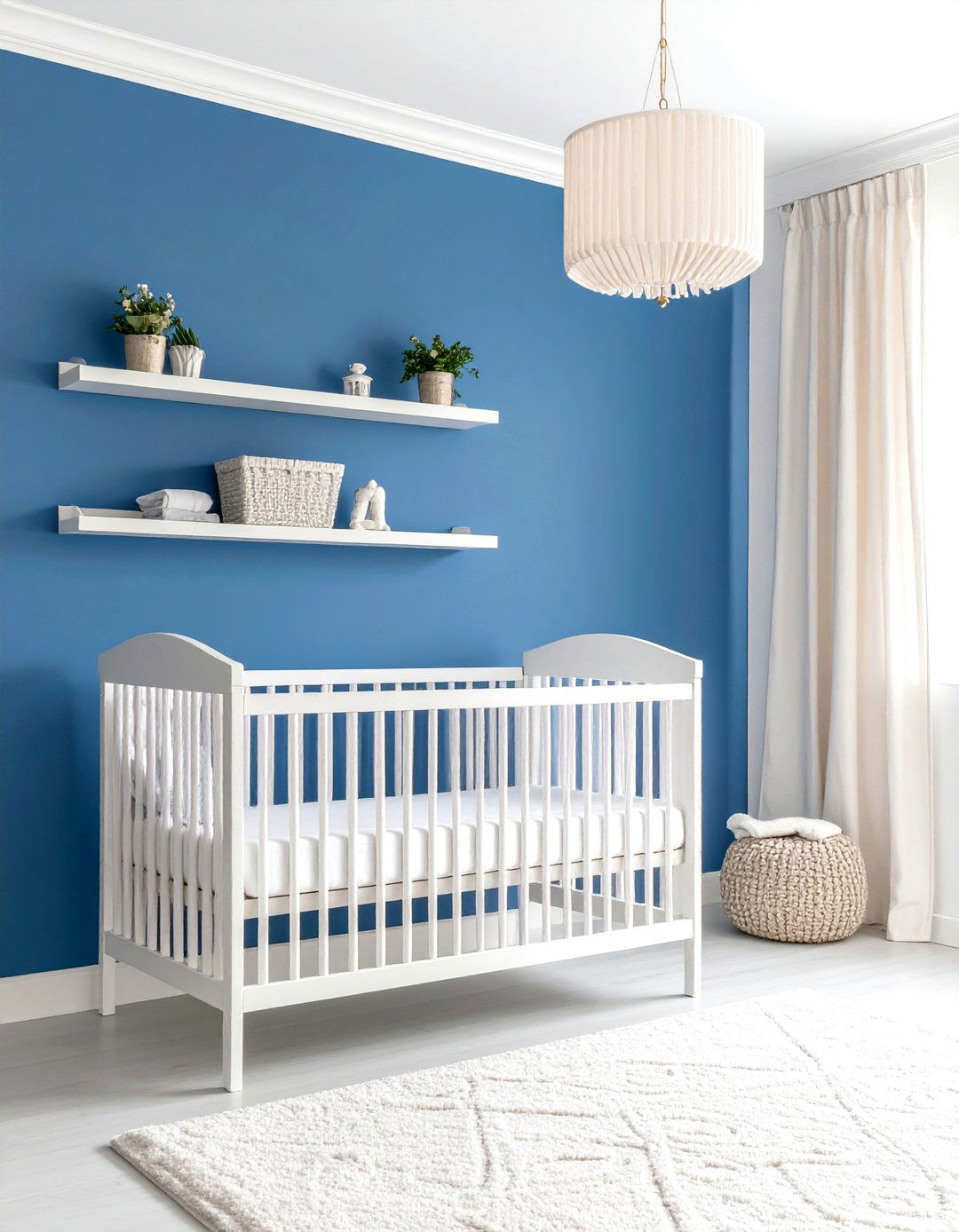 Blue Nursery with Royal Blue Statement Wall Drama - 20 Blue Nursery Ideas