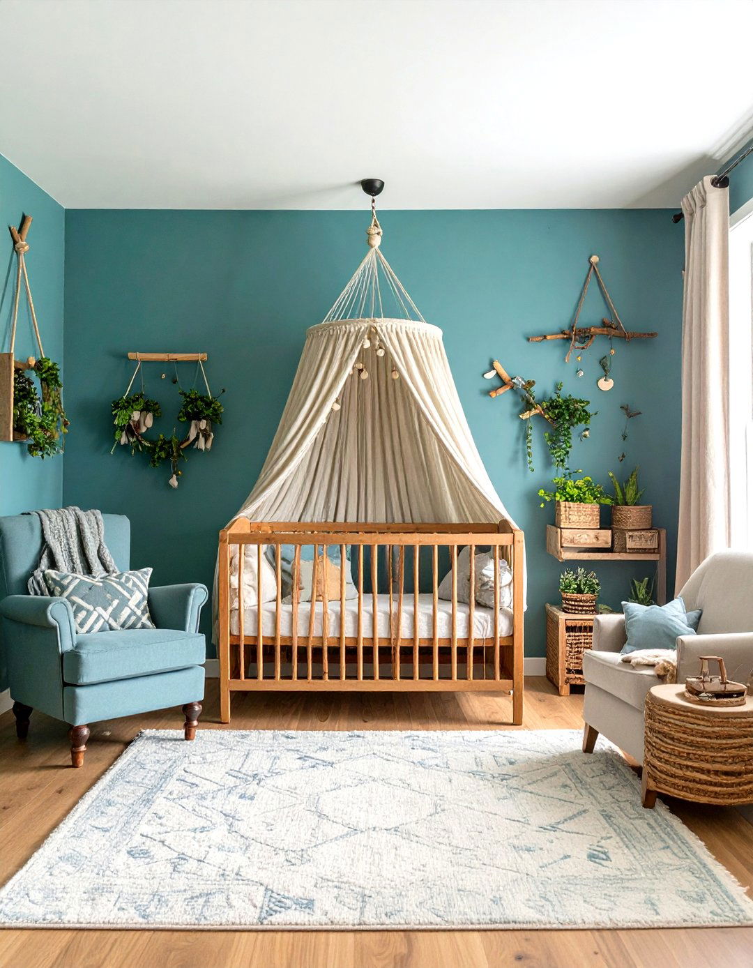 Blue Nursery with Rustic Woodland Forest Theme - 20 Blue Nursery Ideas