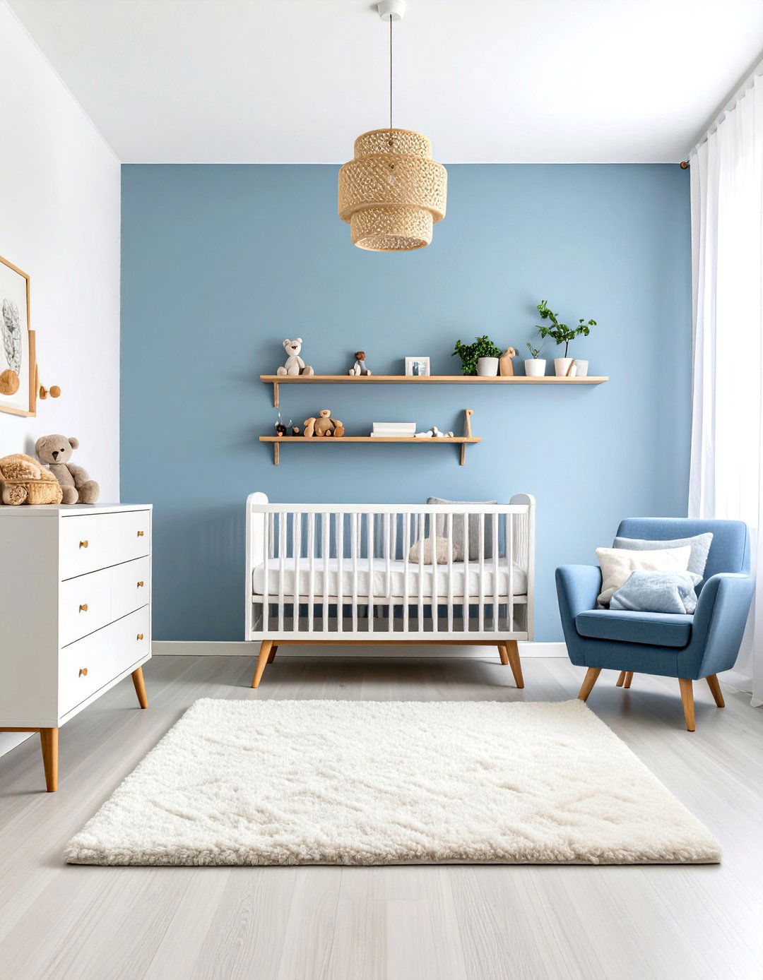Blue Nursery with Scandinavian Minimalist Clean Lines - 20 Blue Nursery Ideas
