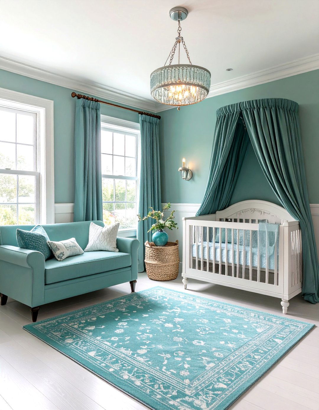 Blue Nursery with Teal and Aqua Accent Layers - 20 Blue Nursery Ideas