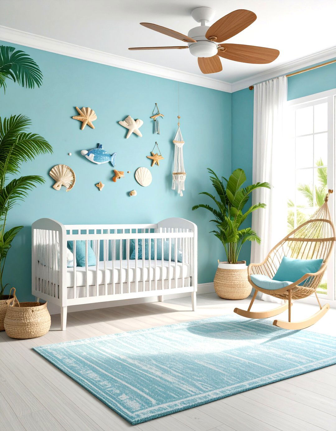 Blue Nursery with Tropical Beach Paradise Theme - 20 Blue Nursery Ideas