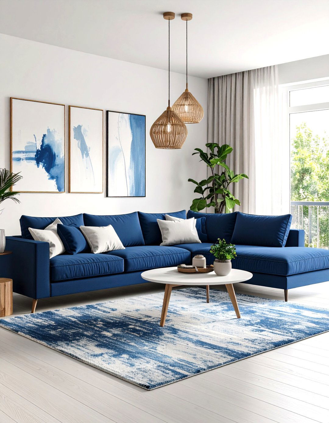 Blue Room Living Space Contemporary Style - 20 Blue Room Ideas