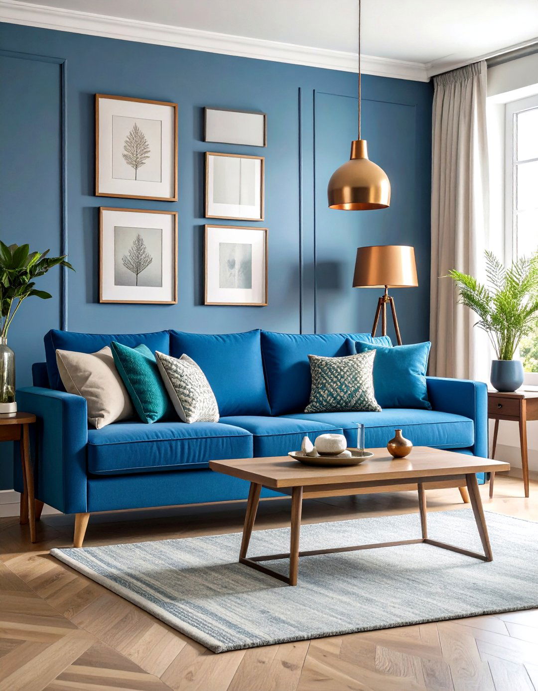 Blue Room Living Space with Mixed Metals - 20 Blue Room Ideas