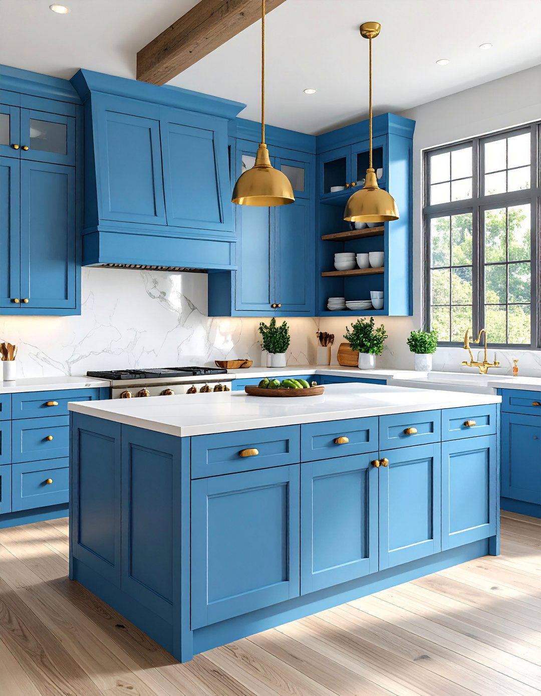 Blue Stained Wood Effect Cabinets