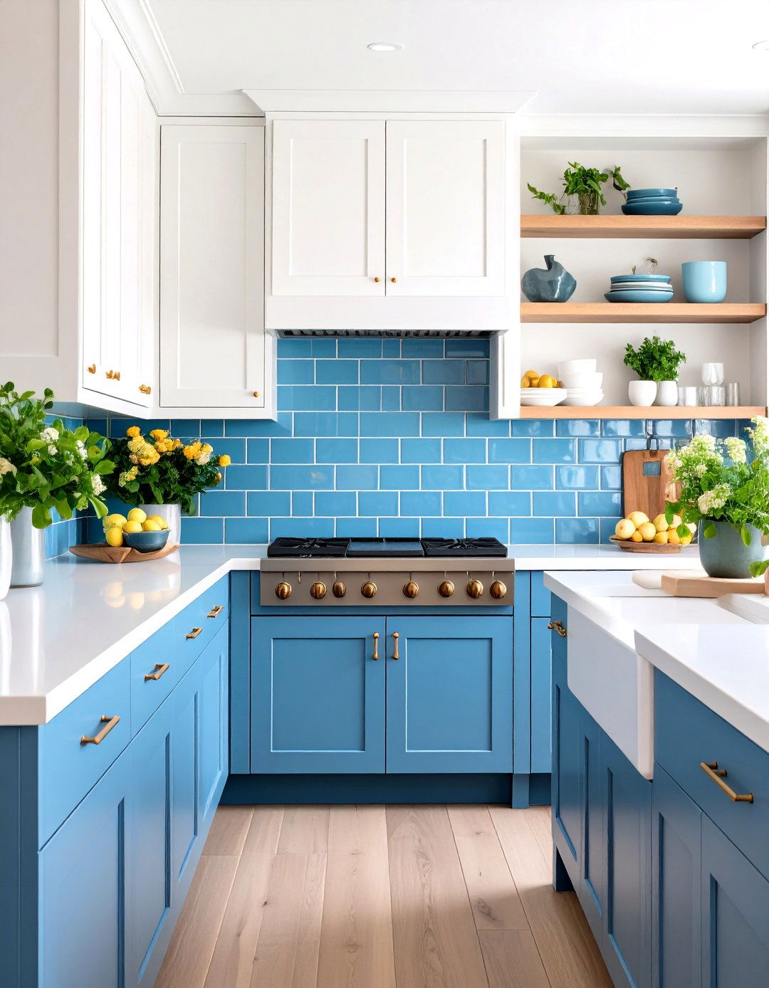 Blue Subway Tile Kitchen Backsplash for Classic Appeal - 20 Blue Kitchen Ideas