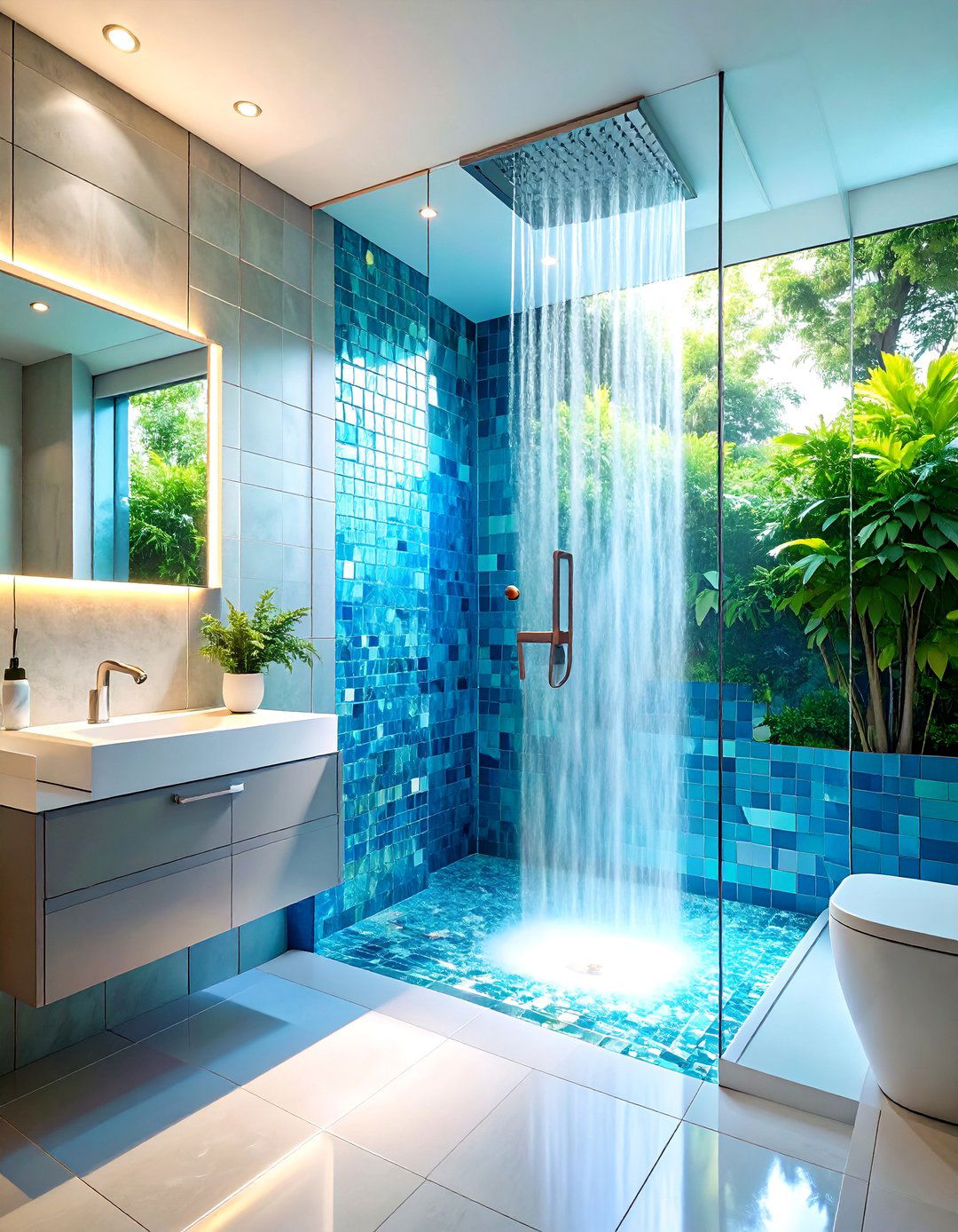 Blue Tile Mosaic Masterpieces for Artistic Flair - 20 Blue Tile Bathroom Ideas