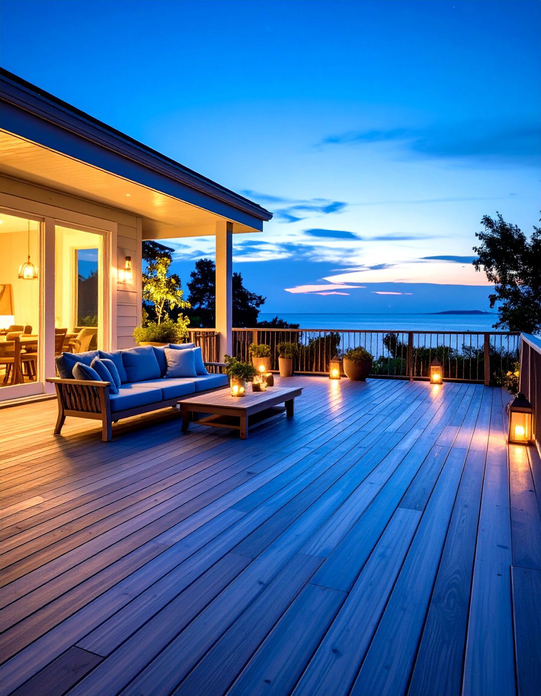 Blue Twilight and Natural Wood Grain - 20 Two Tone Deck Color Schemes