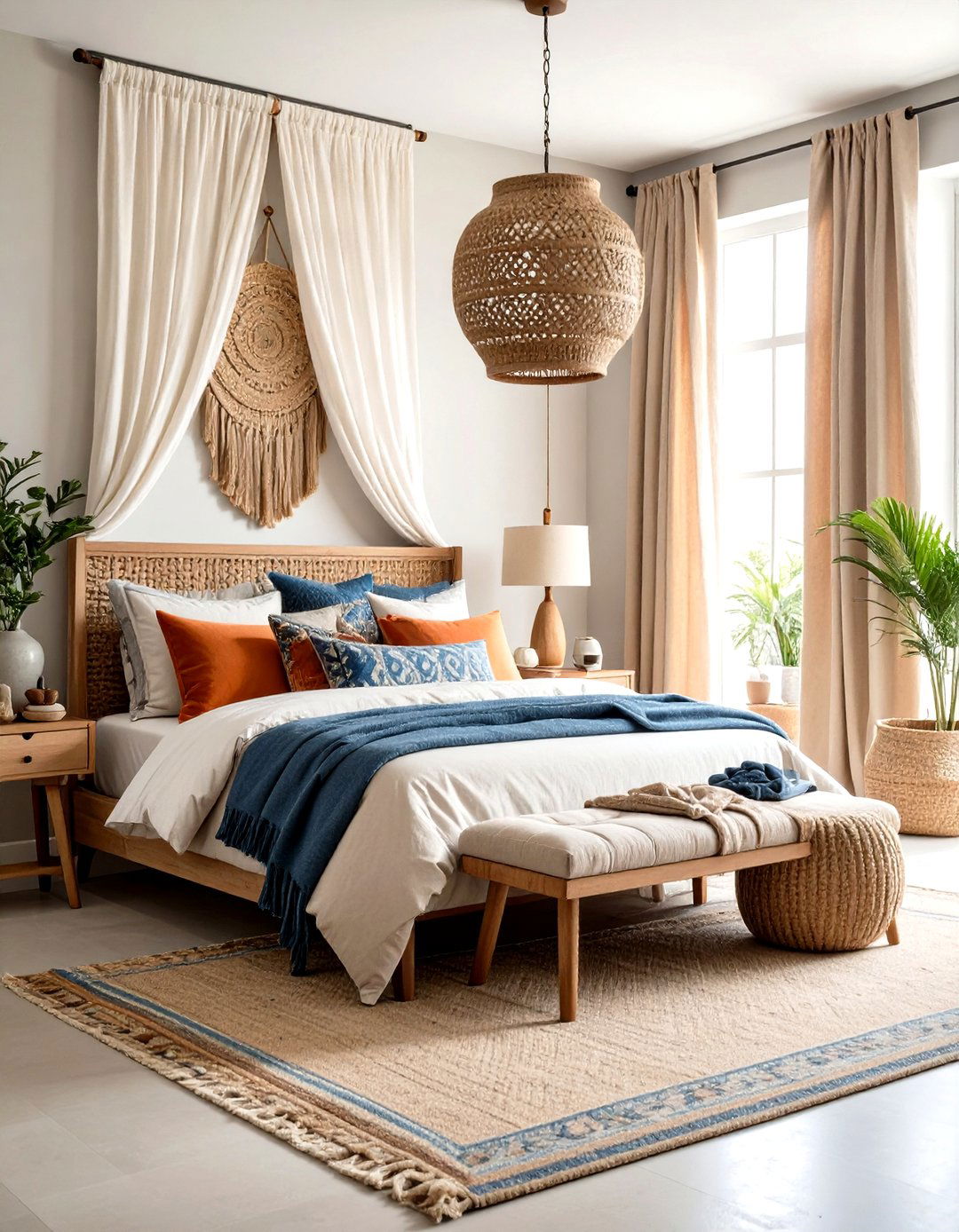 Blue and Beige Layered Textiles Bedroom - 20 blue and beige bedroom ideas