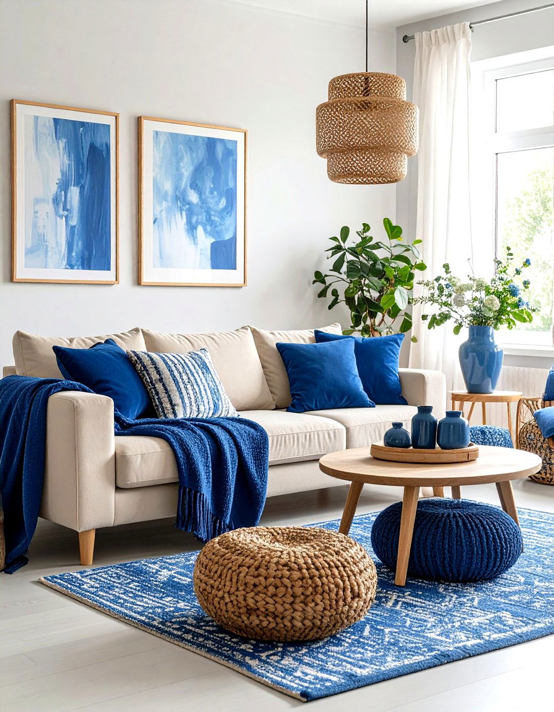 Blue and Beige Living Room with Seasonal Flexibility - 20 blue and beige living room ideas