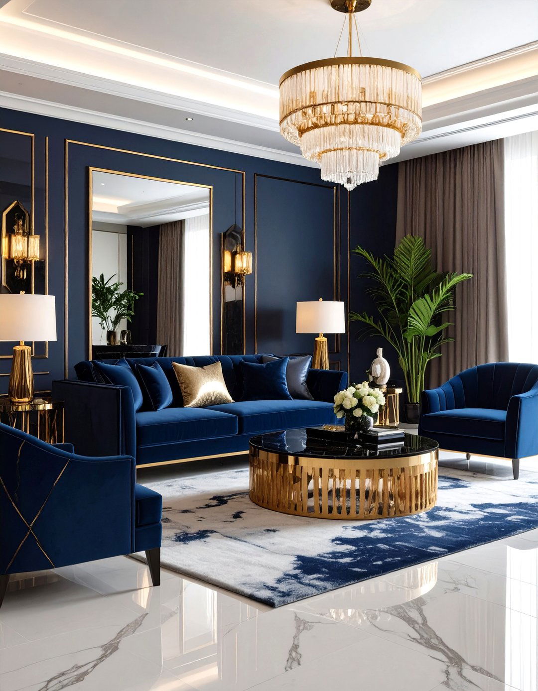 Blue and Gold Art Deco Living Room Ideas - 20 Blue and Gold Living Room Ideas