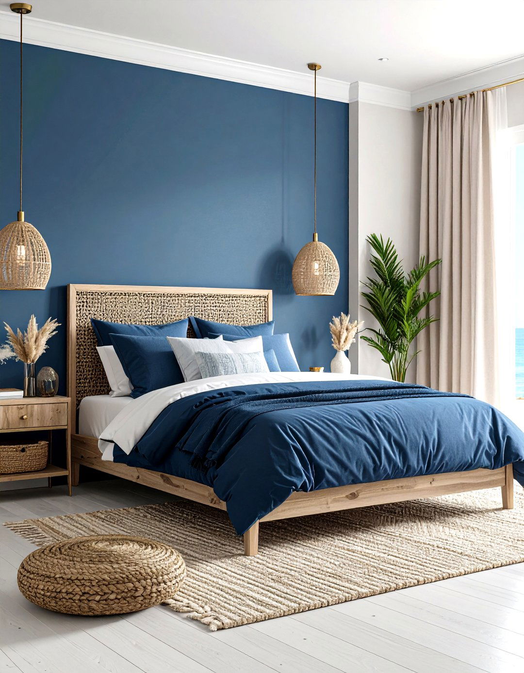 Blue and Gold Bedroom with Coastal Elements - 20 Blue and Gold Bedroom Ideas