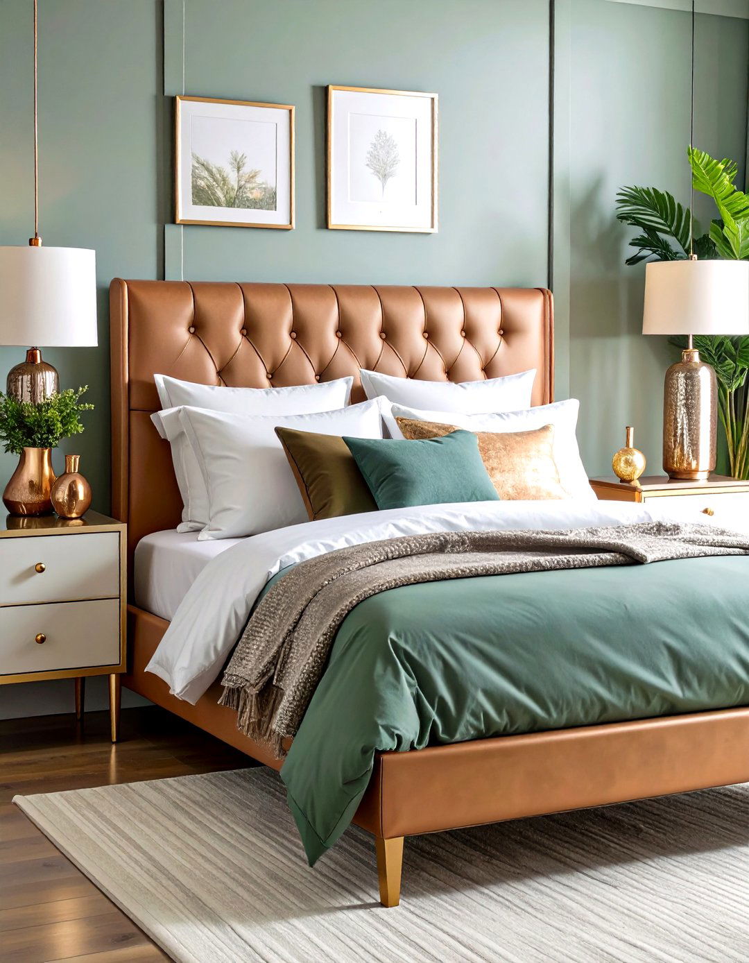 Blue and Gold Bedroom with Mixed Metallic Finishes - 20 Blue and Gold Bedroom Ideas