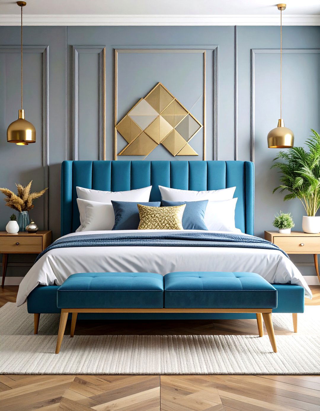 Blue and Gold Bedroom with Modern Minimalist Style - 20 Blue and Gold Bedroom Ideas