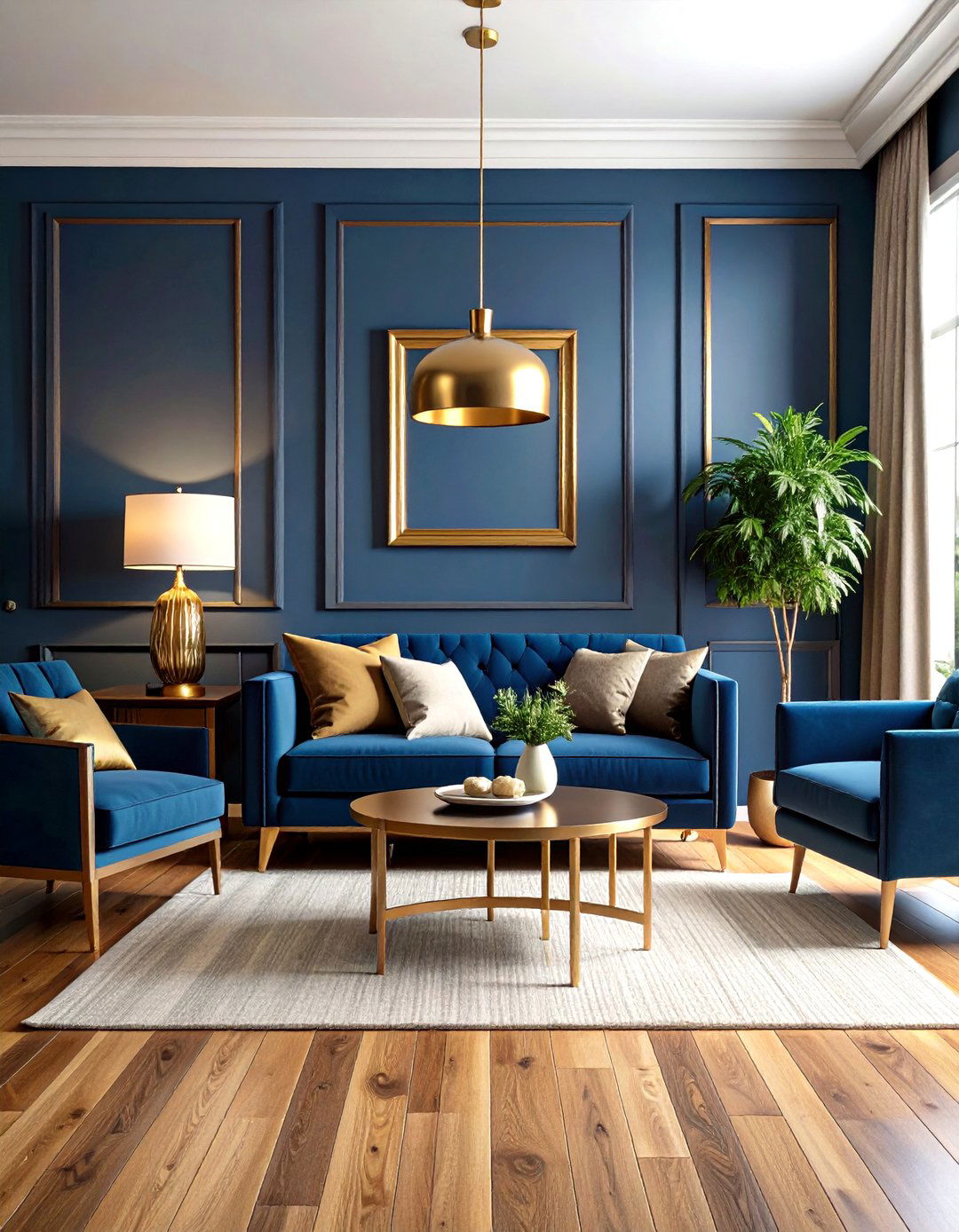 Blue and Gold Mixed Metallic Living Room Ideas - 20 Blue and Gold Living Room Ideas