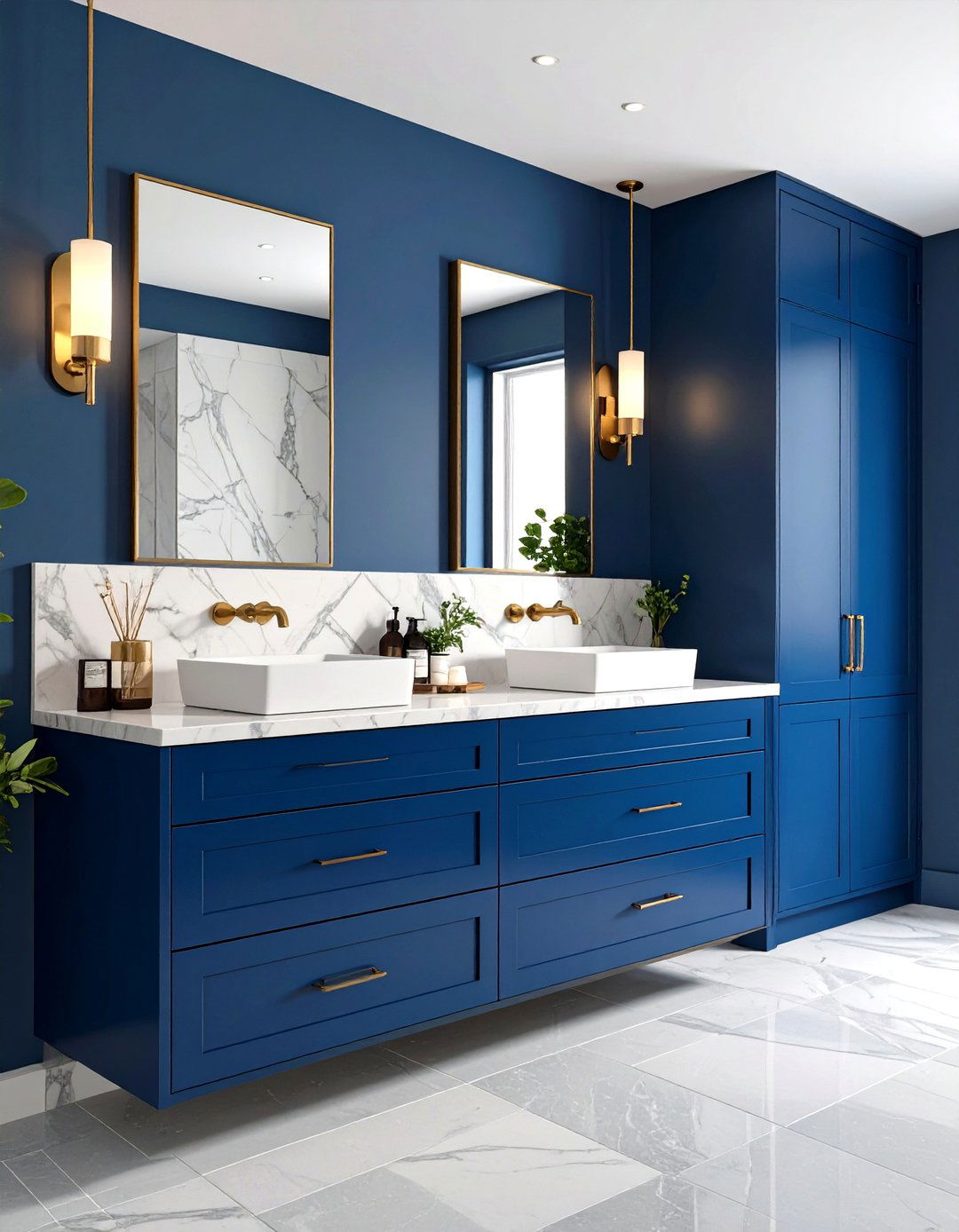 Blue and Gray Navy Vanity Statement - 20 Blue and Gray Bathroom Ideas