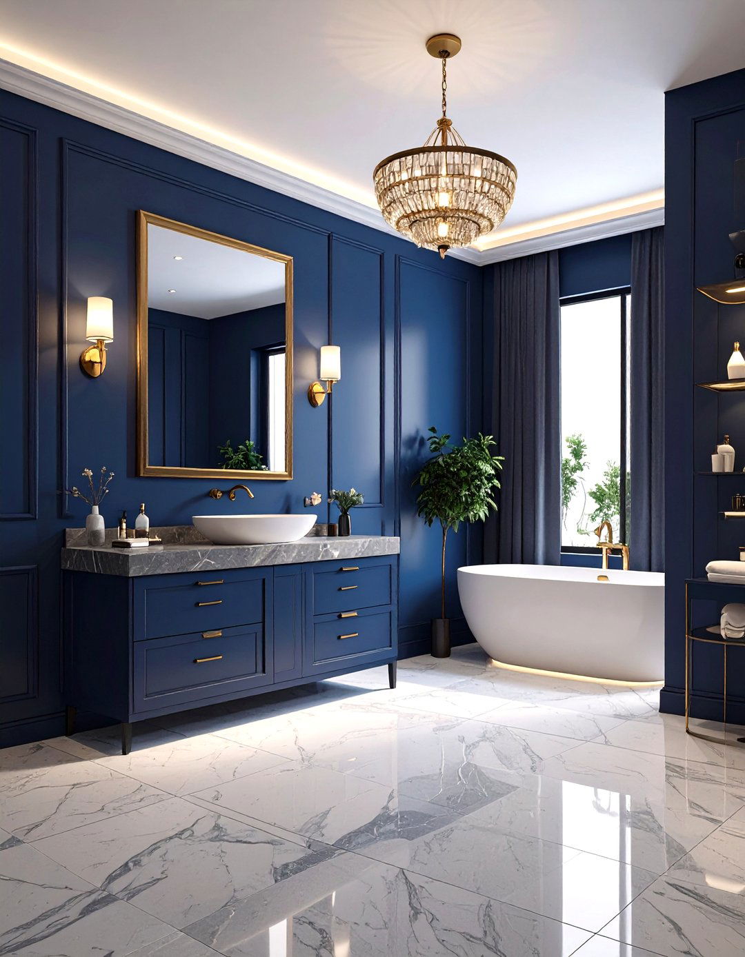 Blue and Gray Powder Room Drama - 20 Blue and Gray Bathroom Ideas