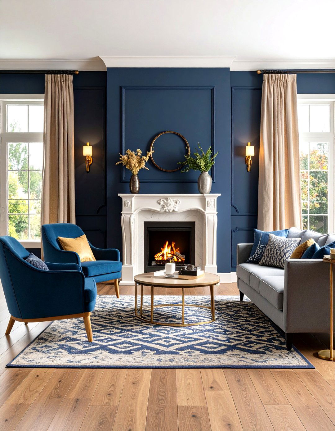 Blue and Grey Living Room Accent Wall Designs - 20 Blue and Grey Living Room Ideas