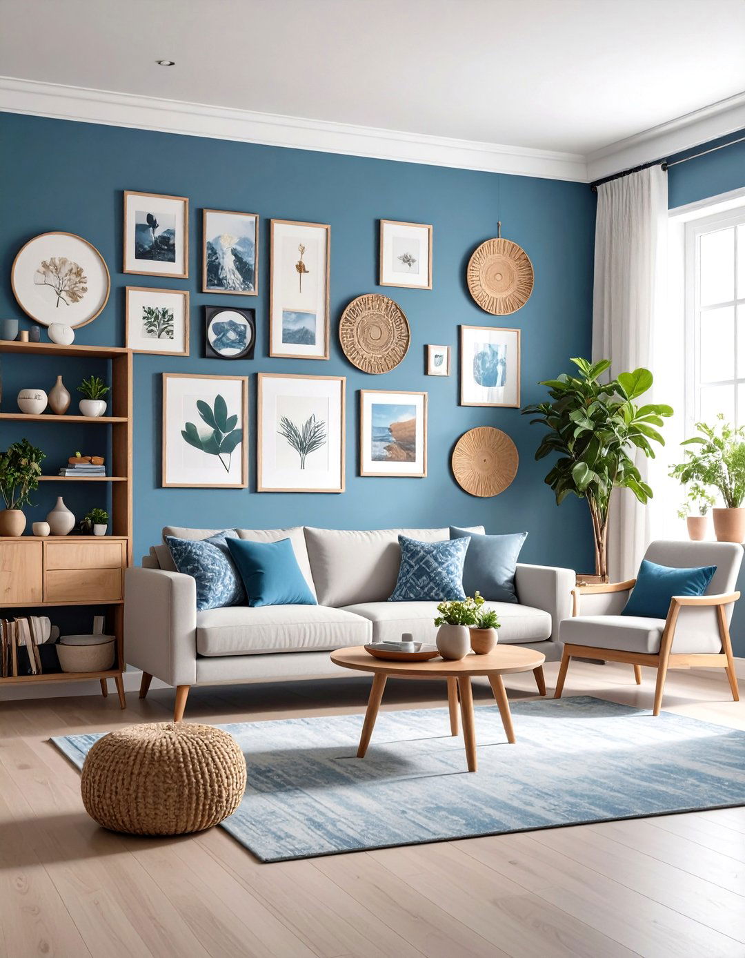 Blue and Grey Living Room Gallery Wall Features - 20 Blue and Grey Living Room Ideas