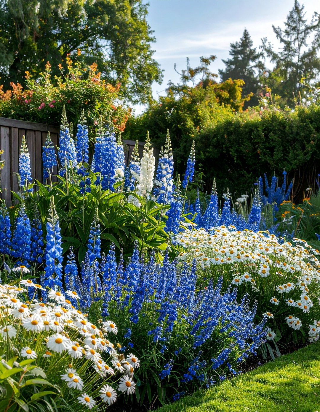 Blue and White Color Themed Flower Garden - 20 Flower Garden Ideas