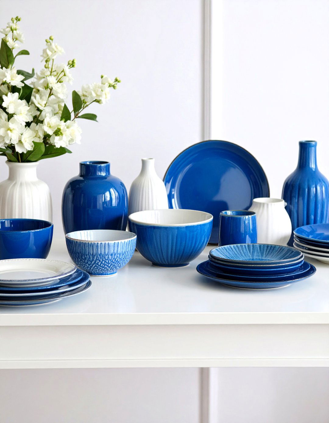 Blue and White Decor Ceramic Accessories Grouping - 20 Blue and White Decor Ideas