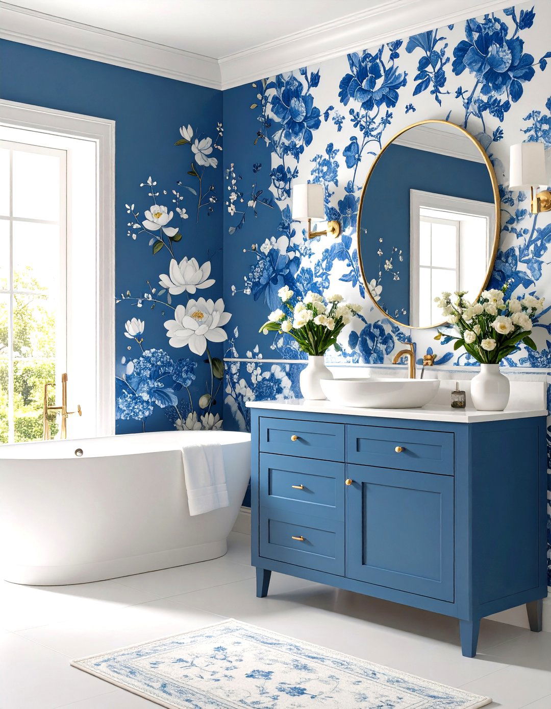 Blue and White Decor Chinoiserie Wallpaper Accent - 20 Blue and White Decor Ideas