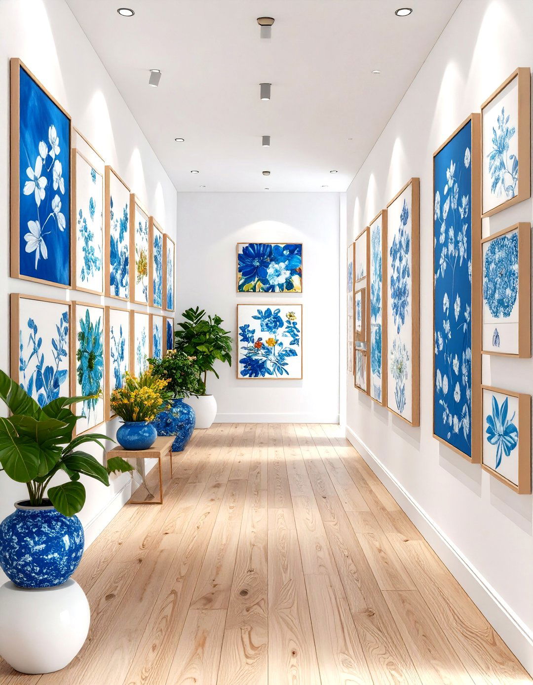 Blue and White Decor Gallery Wall Composition - 20 Blue and White Decor Ideas