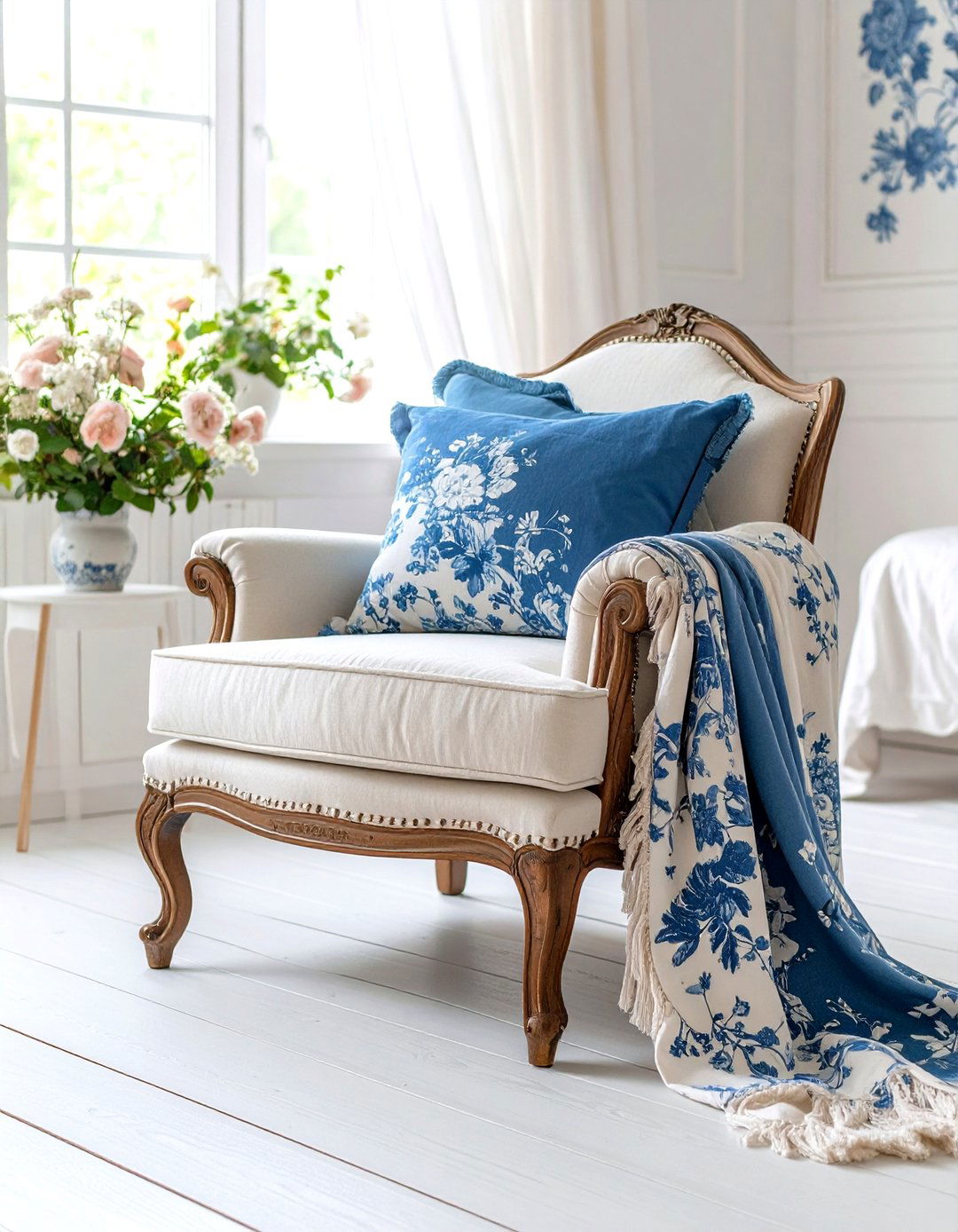 Blue and White Decor Toile Fabric Elements - 20 Blue and White Decor Ideas