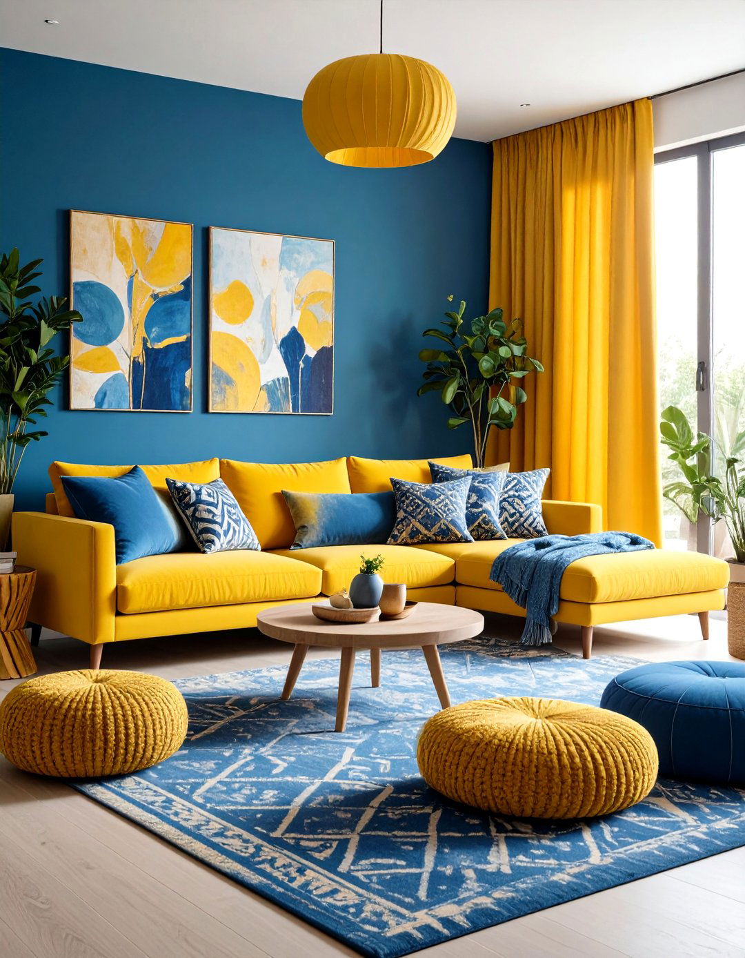Blue and Yellow Maximalist Living Room Design - 20 Yellow and Blue Living Room Ideas