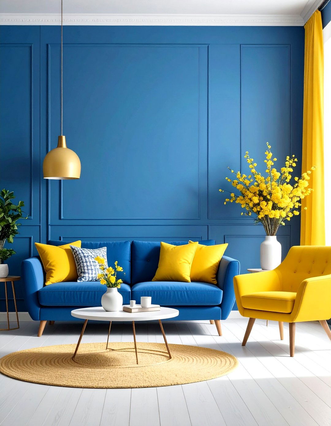 Blue and Yellow - 20 Two Colour Combination for Living Room