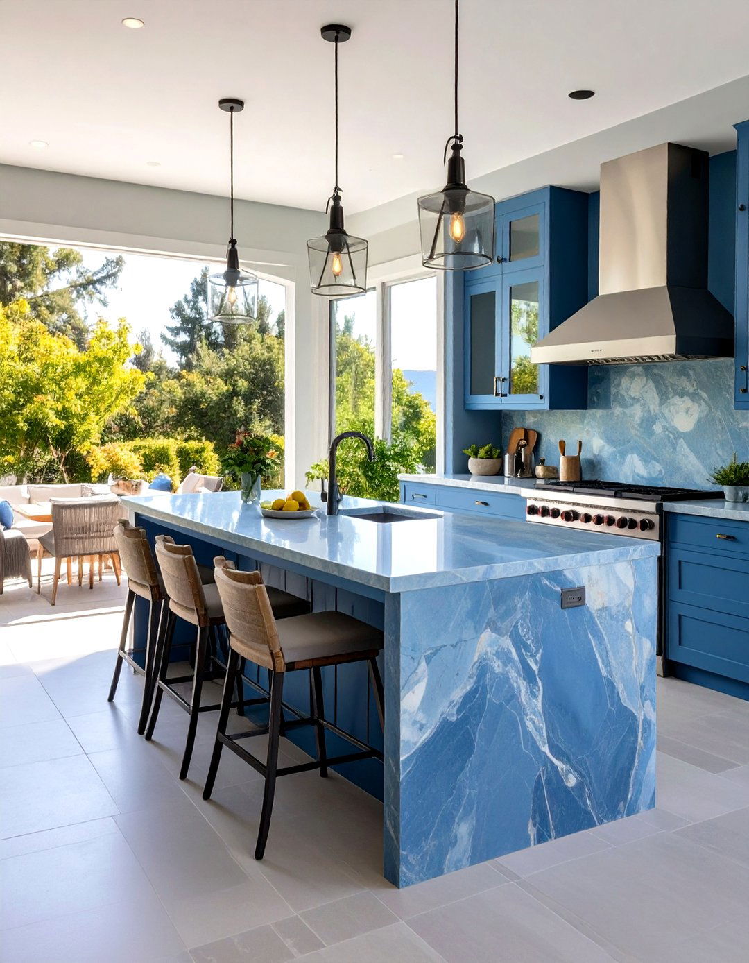 Bluestone Outdoor Kitchen Countertop with Natural Blue Gray Beauty - 20 Outdoor Kitchen Countertop Ideas