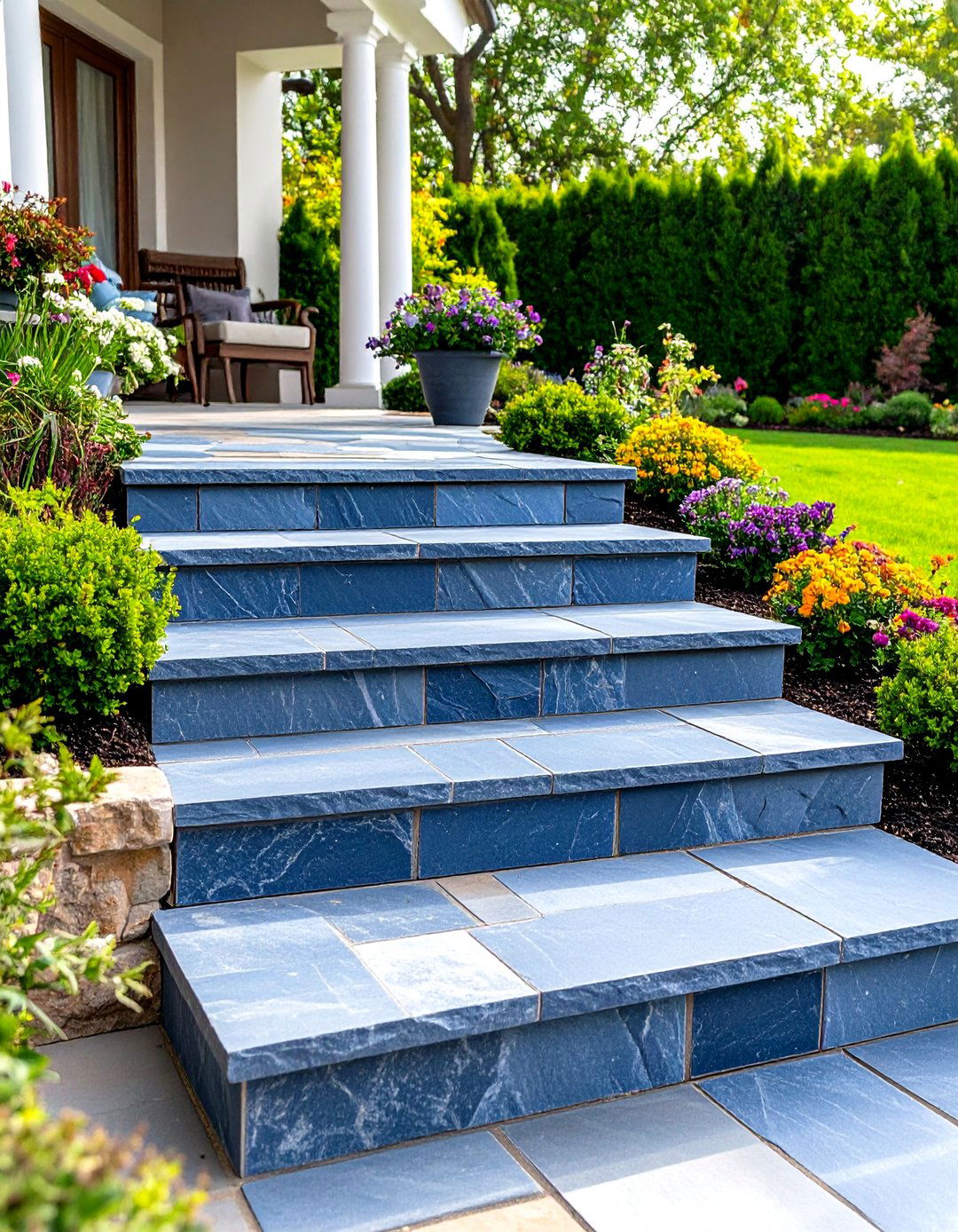 Bluestone Patio Steps with Natural Cleft Finish - 20 Patio Steps Ideas