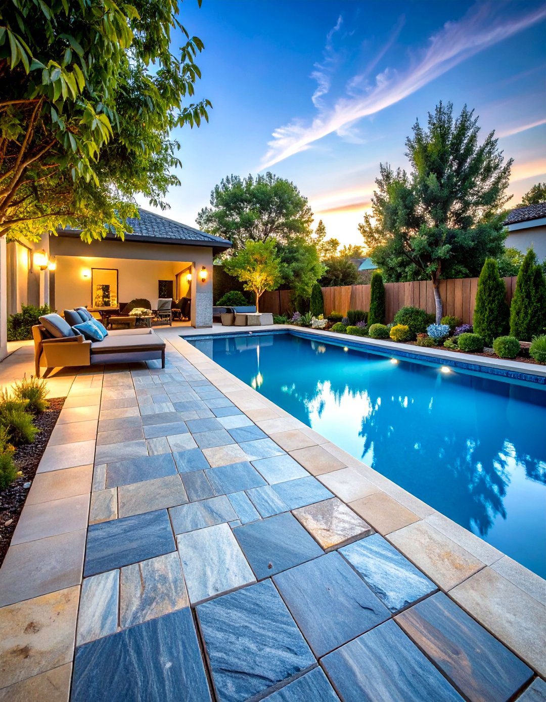 Bluestone Pool Walkway with Natural Cleft Finish - 20 Pool Walkway Ideas