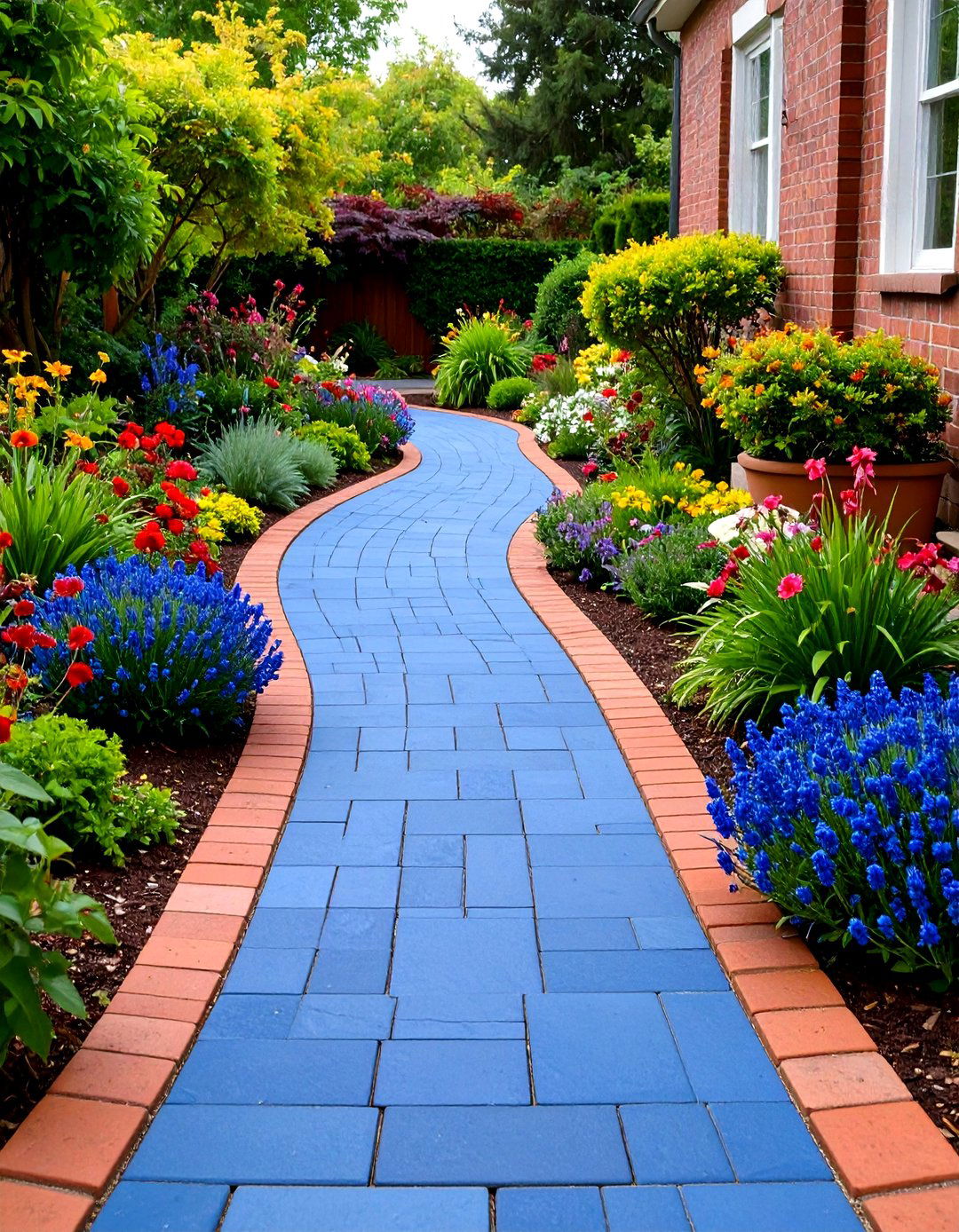 Bluestone Walkway with Contrasting Brick Border Details - 20 Bluestone Walkway Ideas