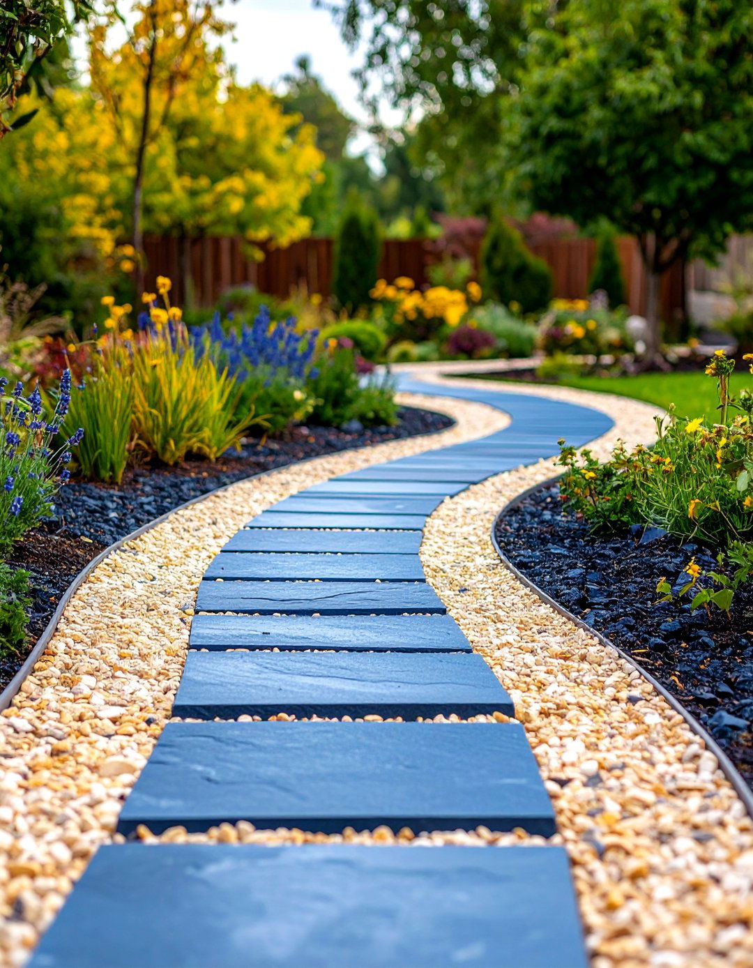 Bluestone Walkway with Integrated Gravel Border Accents - 20 Bluestone Walkway Ideas