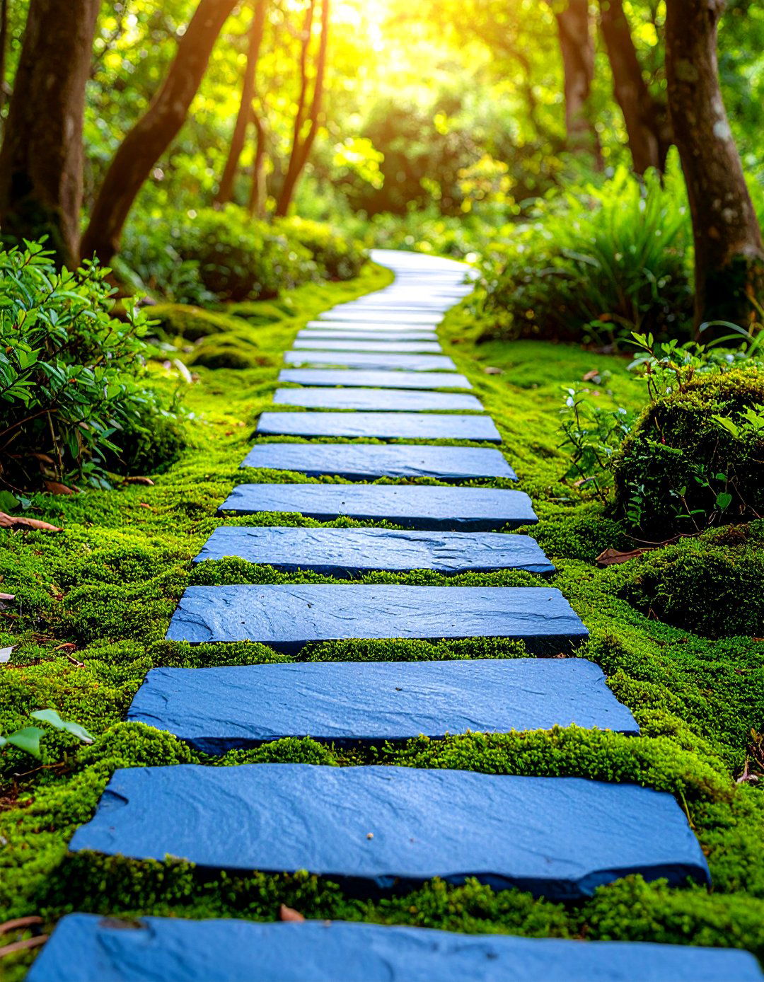 Bluestone Walkway with Moss Filled Joints for Aged Character - 20 Bluestone Walkway Ideas