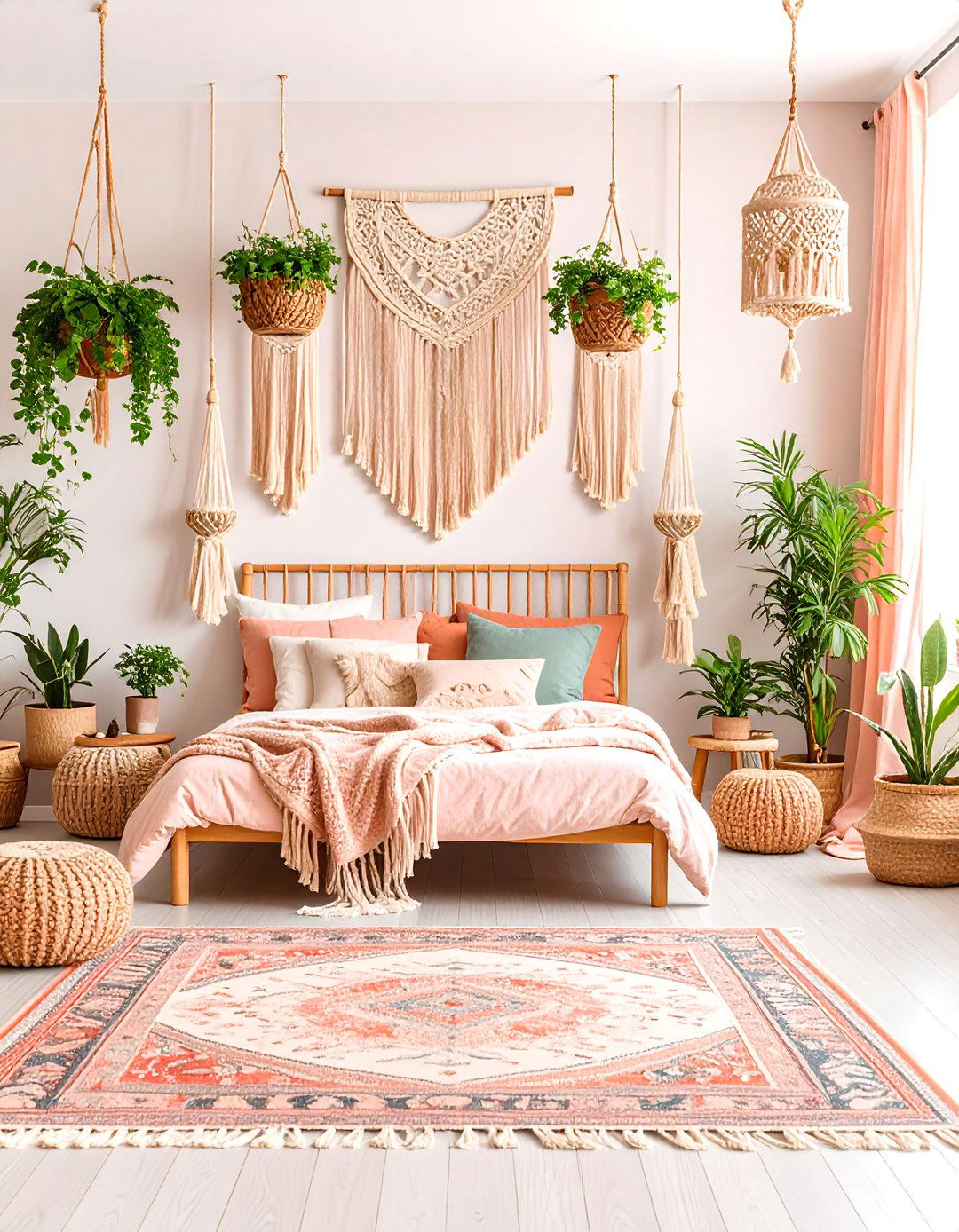 Blush Pink Bedroom Boho Chic with Natural Textures - 20 Blush Pink Bedroom Ideas