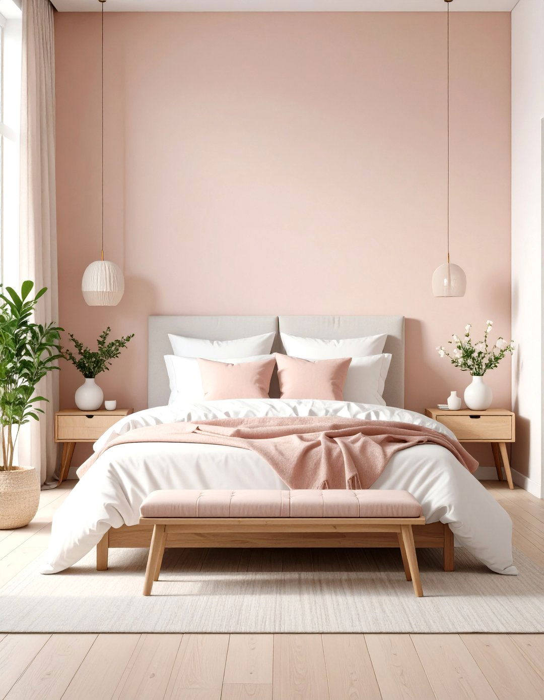 Blush Pink Bedroom Minimalist Scandinavian Style