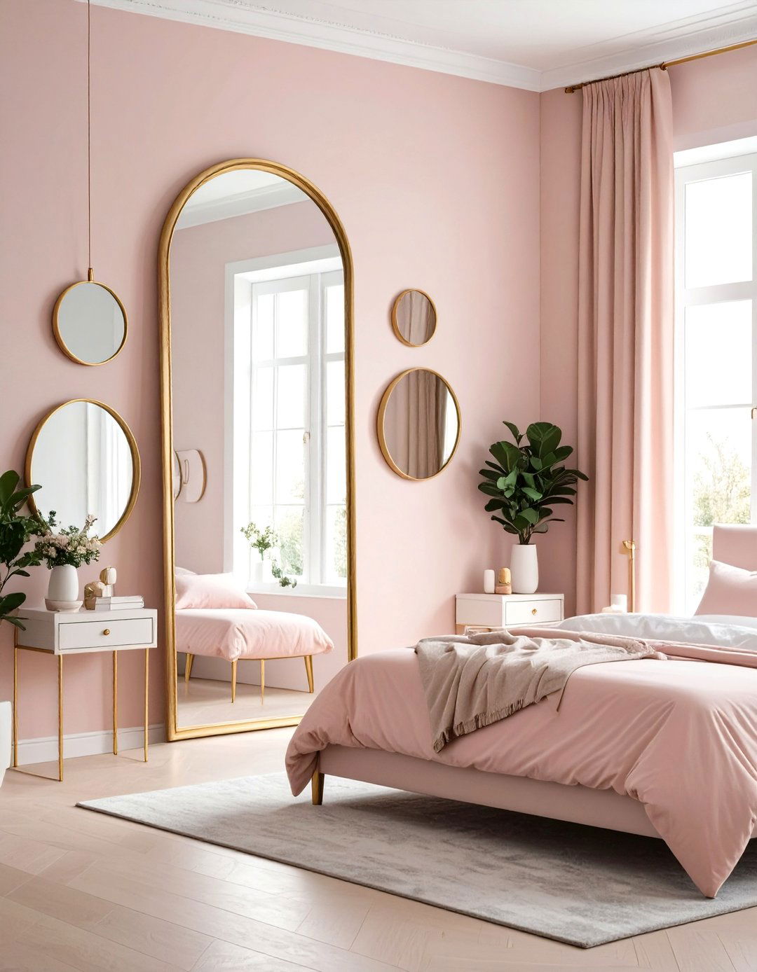 Blush Pink Bedroom Mirror and Light Reflection - 20 Blush Pink Bedroom Ideas