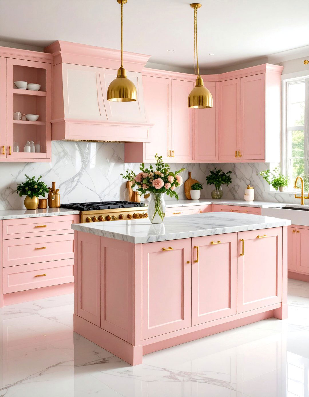 Blush Pink and Cream - 20 Two Tone Kitchen Cabinet Ideas