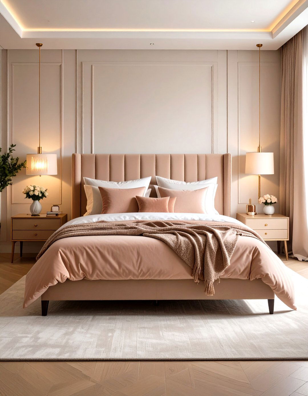 Blush Velvet Accents Romantic Bedroom Idea - 20 romantic bedroom ideas