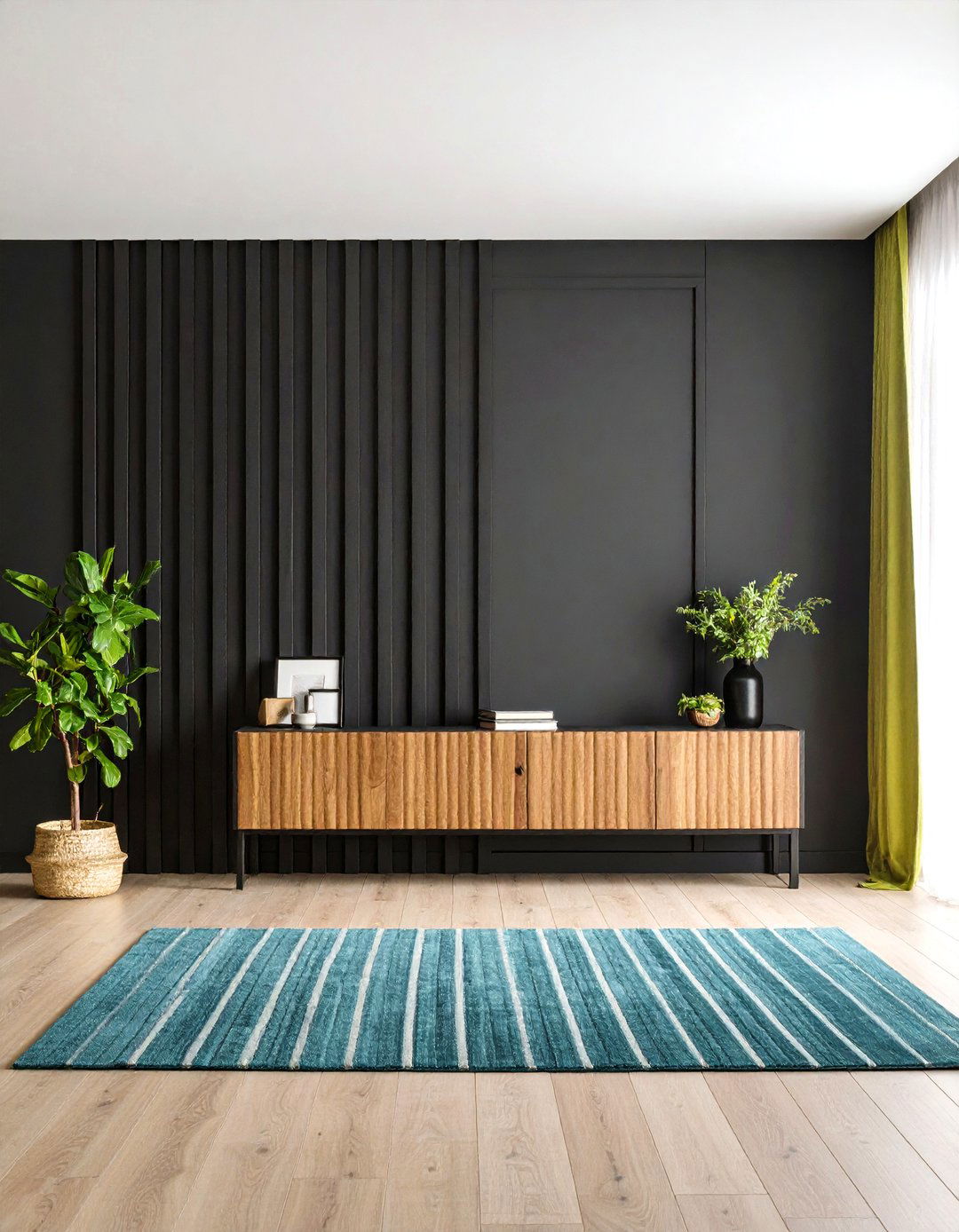 Board and Batten Black Accent Wall for Architectural Depth - 20 Black Accent Wall Ideas