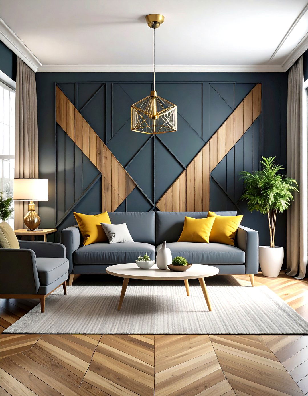 Board and Batten Geometric Pattern Wall - 20 Board and Batten Wall Ideas