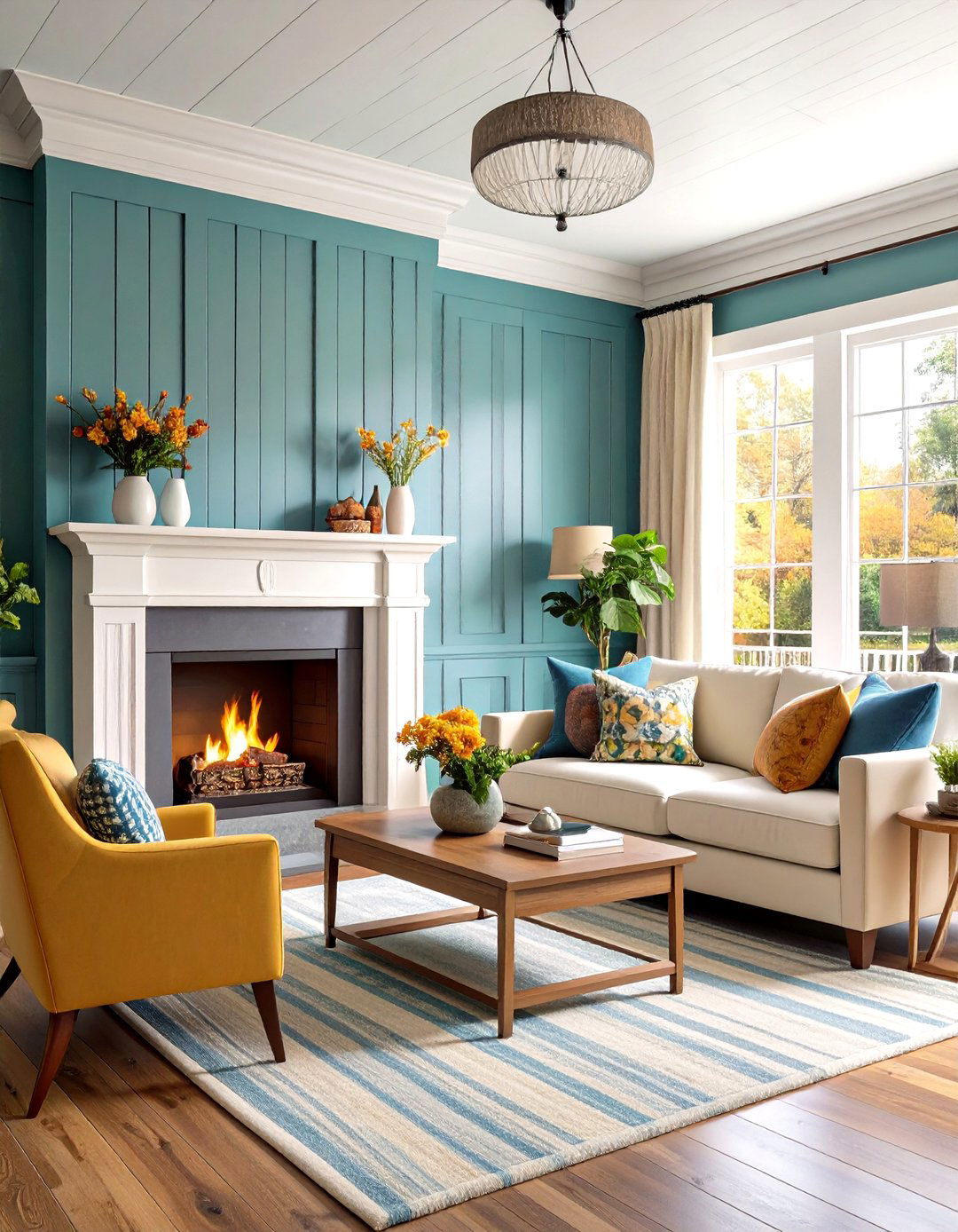 Board and Batten Living Room Feature Wall - 20 Board and Batten Wall Ideas