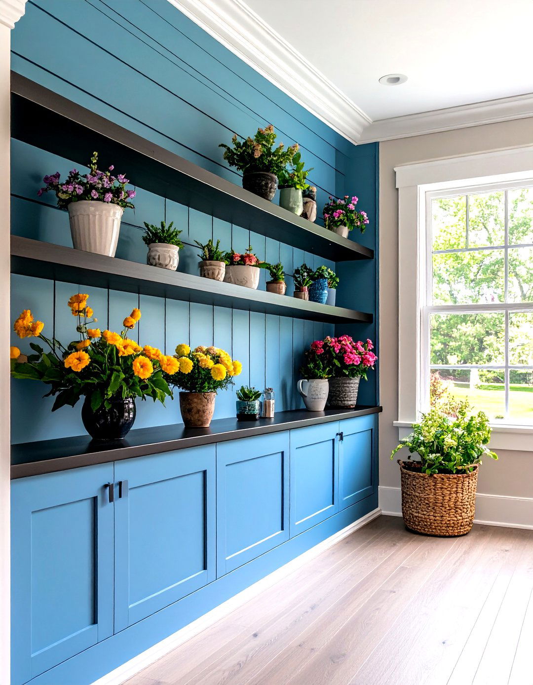Board and Batten Wainscoting with Functional Shelving - 20 Board and Batten Wall Ideas