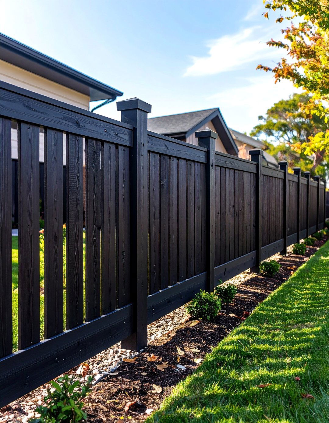 Board on Board Black Fence for Total Privacy - 20 Black Fence Ideas