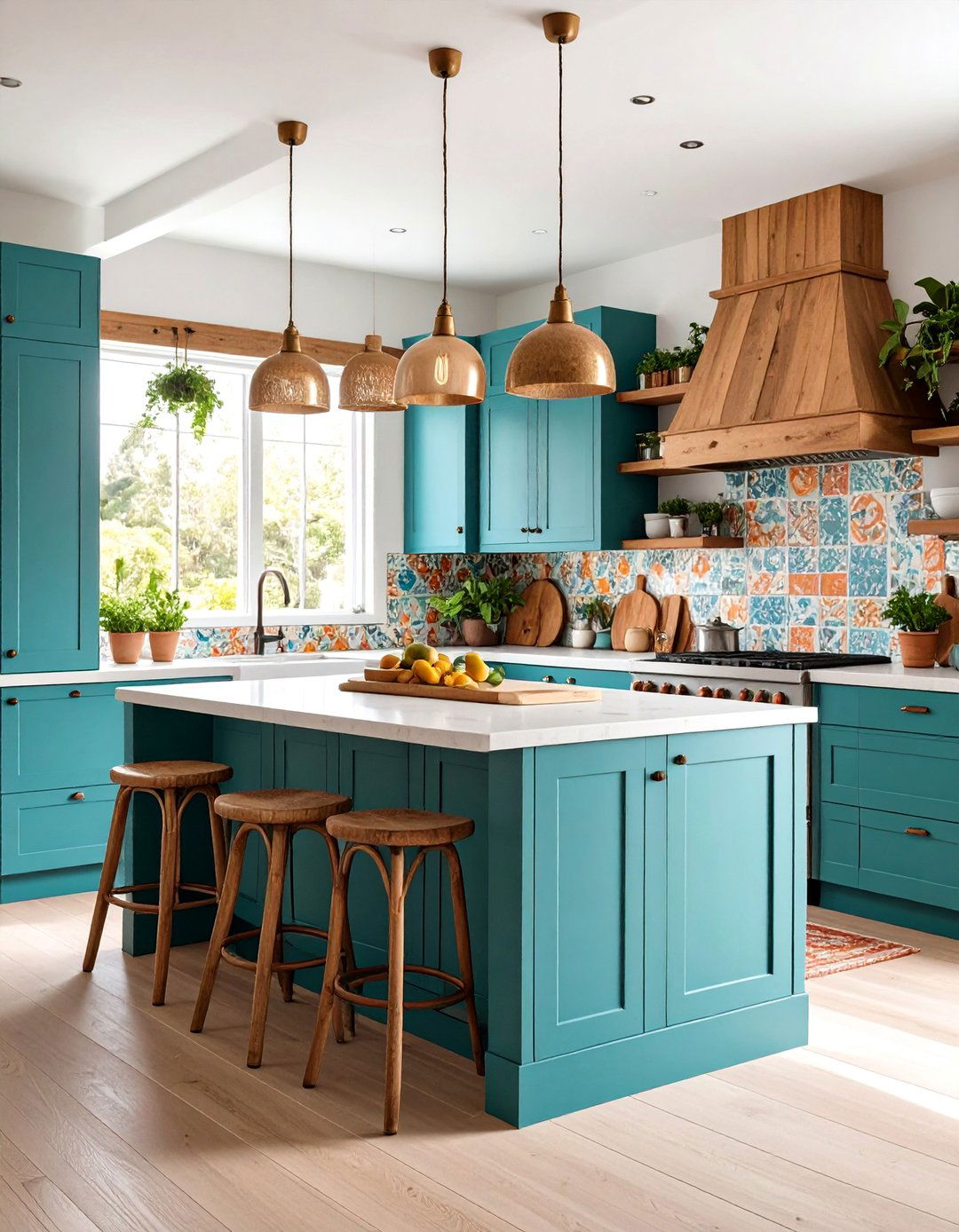 Bohemian Burnt Orange and Teal Kitchen - 20 Burnt Orange Kitchen Ideas
