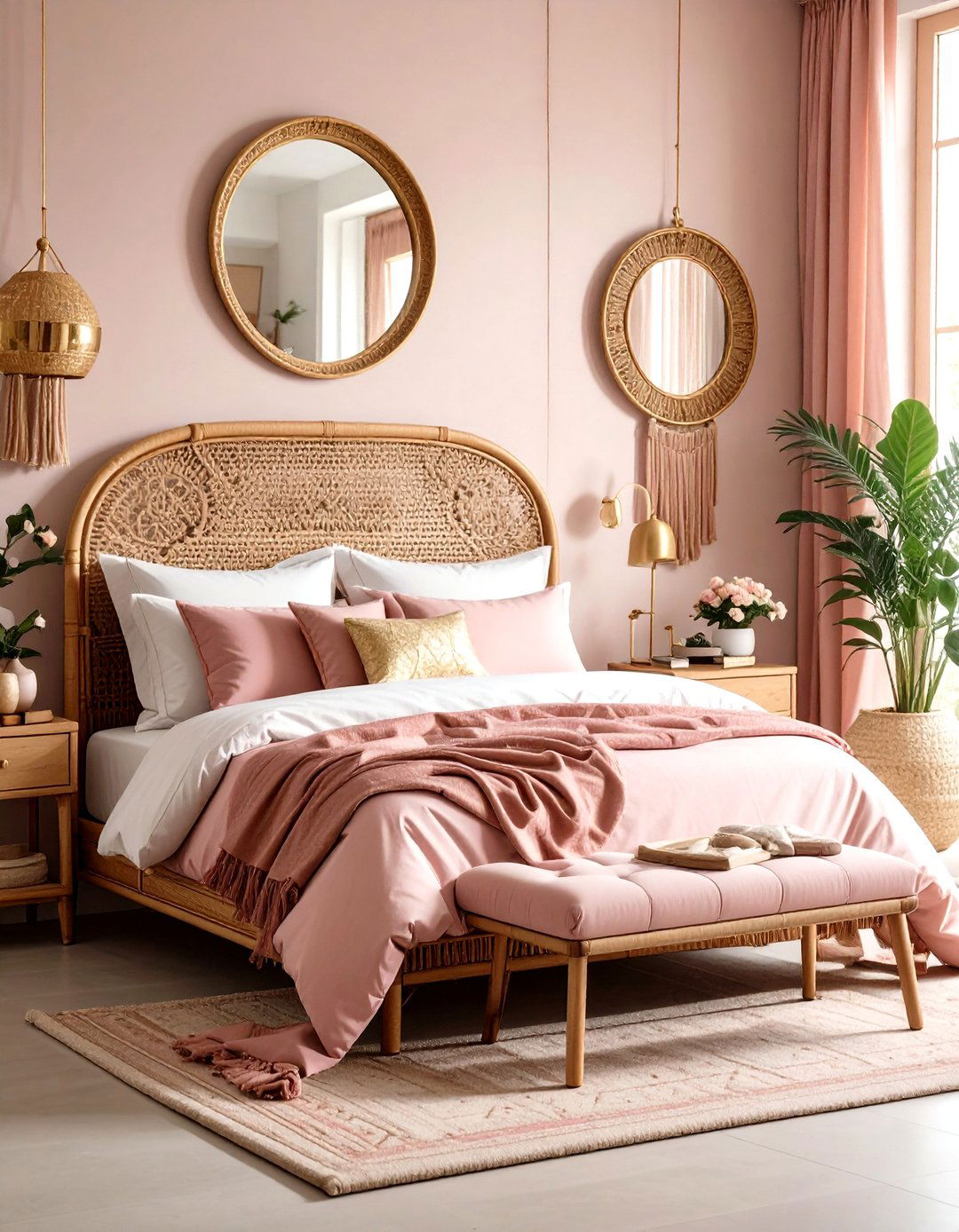 Bohemian Chic Pink and Gold Bedroom - 20 Pink and Gold Bedroom Ideas