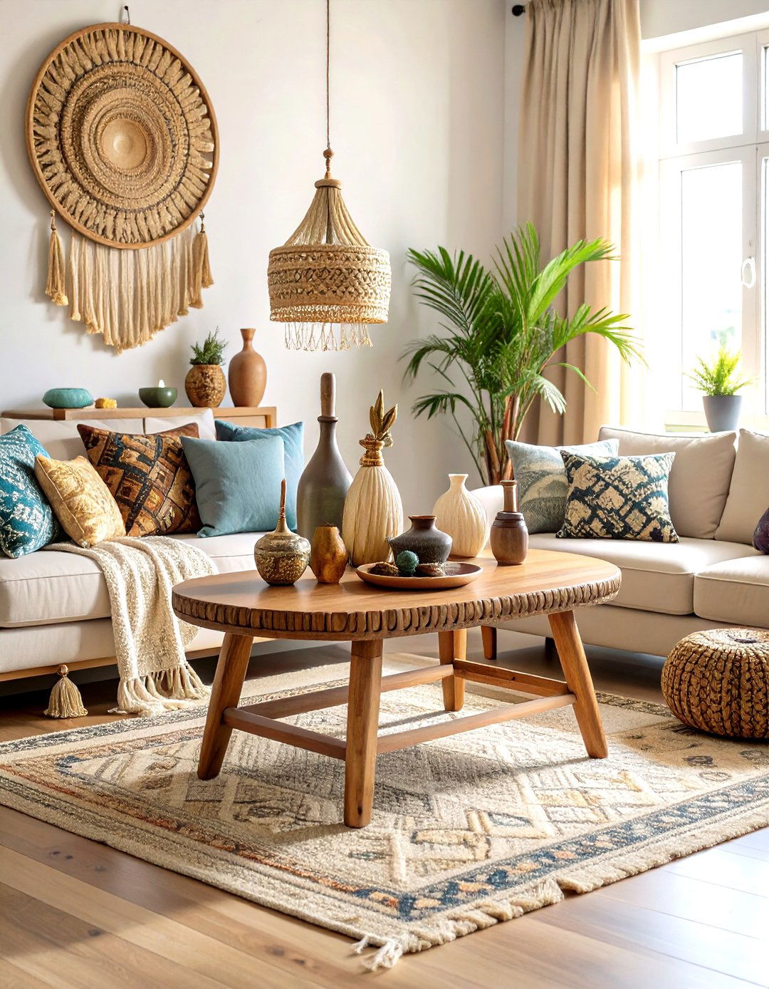 Bohemian Console Table with Global Eclectic Elements - 20 Console Table Decor Ideas