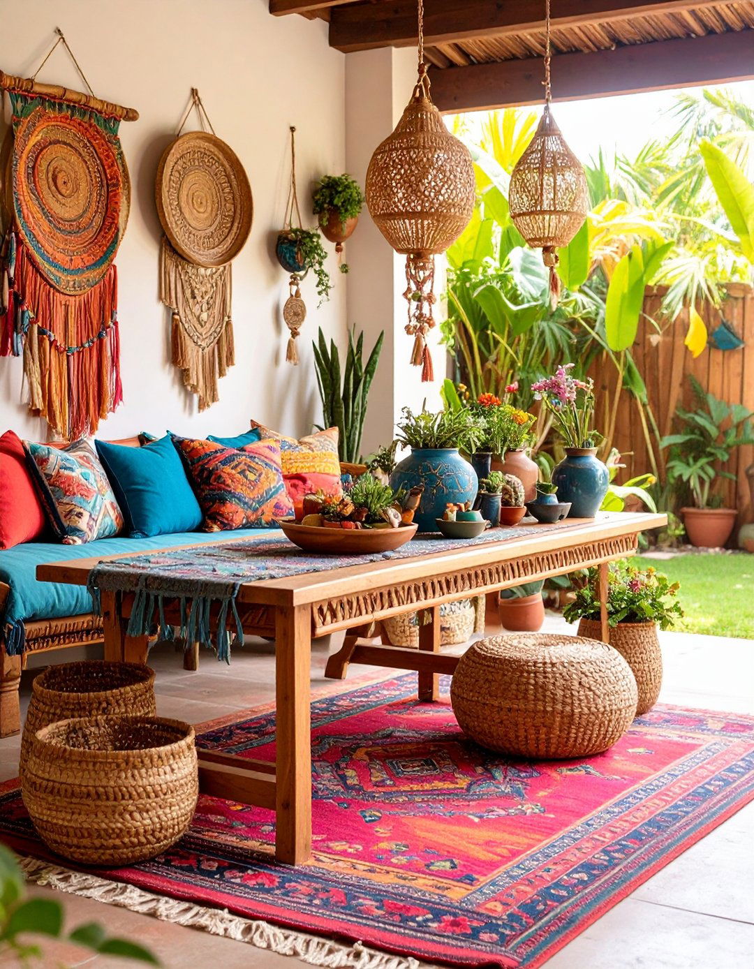 Bohemian Eclectic Entryway Table Mix - 20 entryway table decor ideas