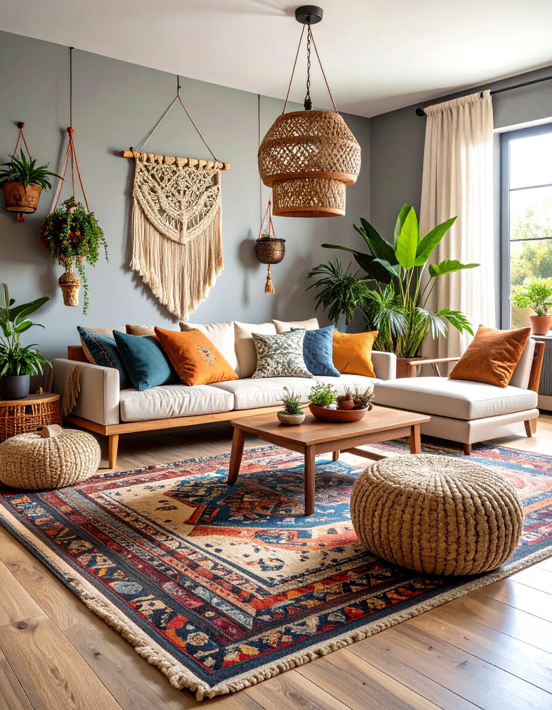 Bohemian Eclectic Grey Walls Black Trim Living Room - 20 living room grey walls black trim